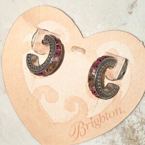 BRIGHTON PINK GEMSTONE  SILVER HOOP EARRINGS- BRAND NEW